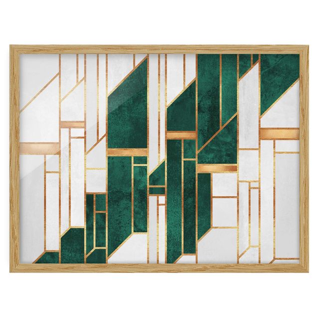 Wandbilder Muster Emerald und Gold Geometrie