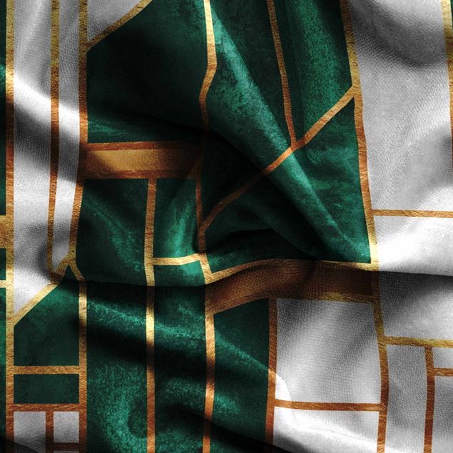 Streifenvorhang Emerald und Gold Geometrie