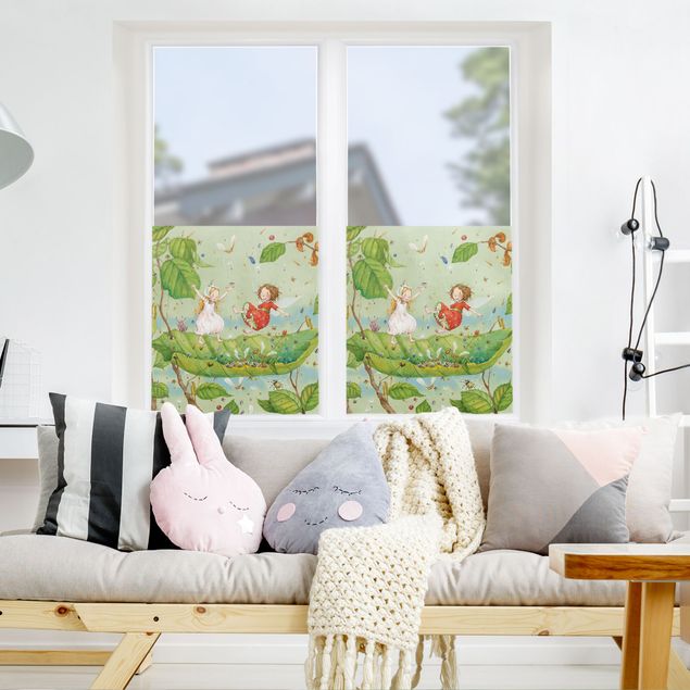 Fensterfolie - Sichtschutz - Erdbeerinchen Erdbeerfee - Trampolin - Fensterbilder
