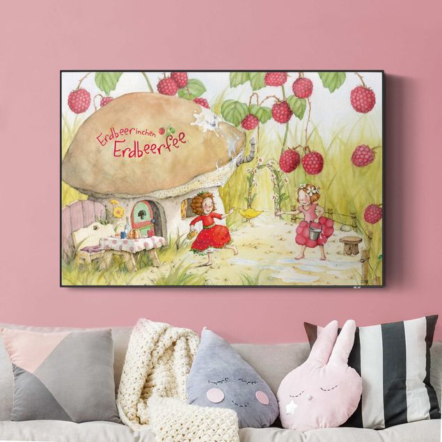 Wandbilder Früchte Erdbeerinchen Erdbeerfee - Unter dem Himbeerstrauch