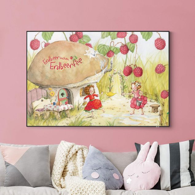 Wandbilder Früchte Erdbeerinchen Erdbeerfee - Unter dem Himbeerstrauch