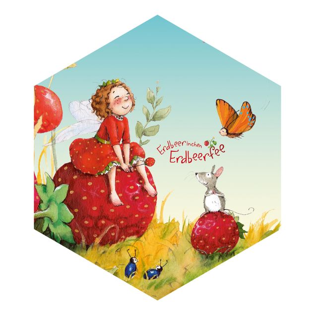 Wandtapete rot Erdbeerinchen Erdbeerfee - Zauberhaft