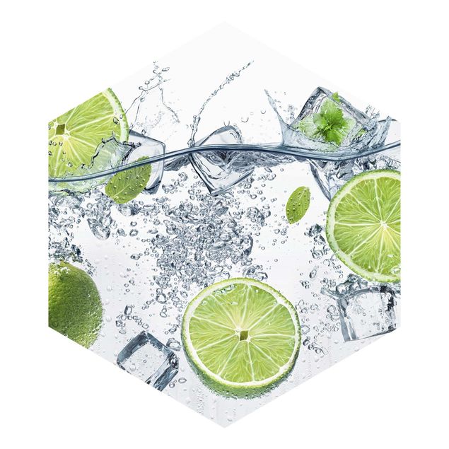Hexagon Mustertapete selbstklebend - Erfrischende Limette