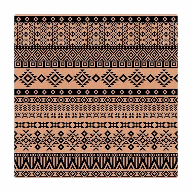 Kork-Teppich - Ethnomuster Volk der Azteken - Quadrat 1:1