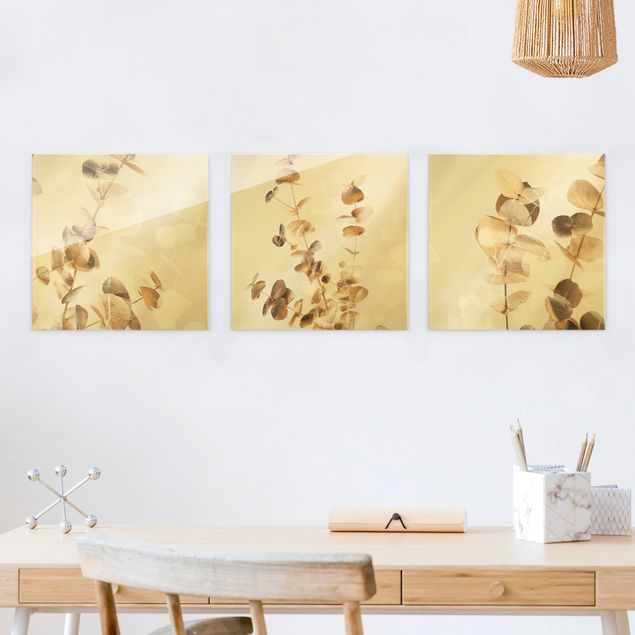 Wanddeko Küche Eukalyptuszweige in Gold