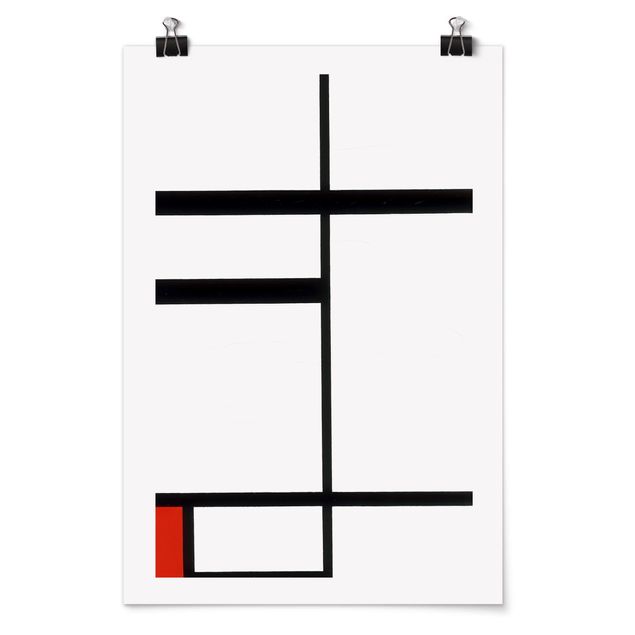 Kunstdrucke Poster Piet Mondrian - Komposition Rot Schwarz Weiß