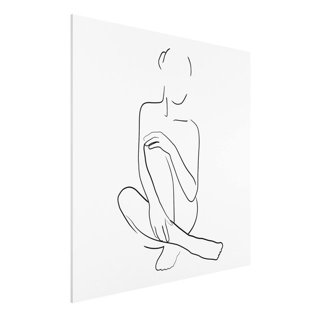 Kunststile Line Art Frau sitzt Schwarz Weiß