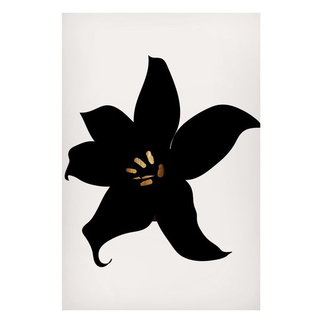Wanddeko Küche Grafische Pflanzenwelt - Orchidee Schwarz und Gold