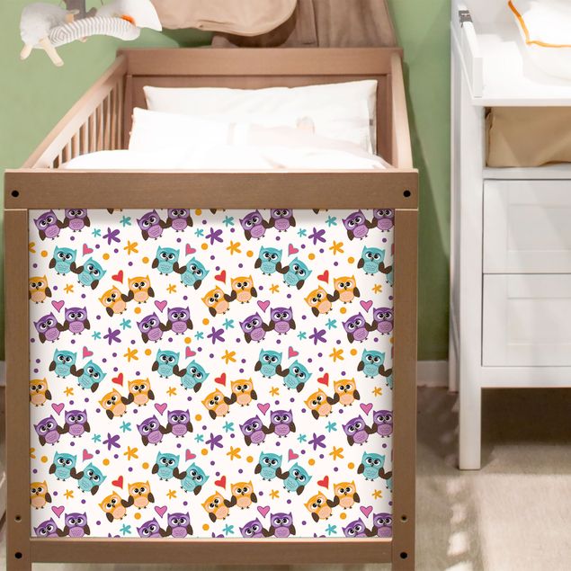 selbstklebende Folie Muster Süßes Kinderzimmer-Muster mit verliebten Eulen