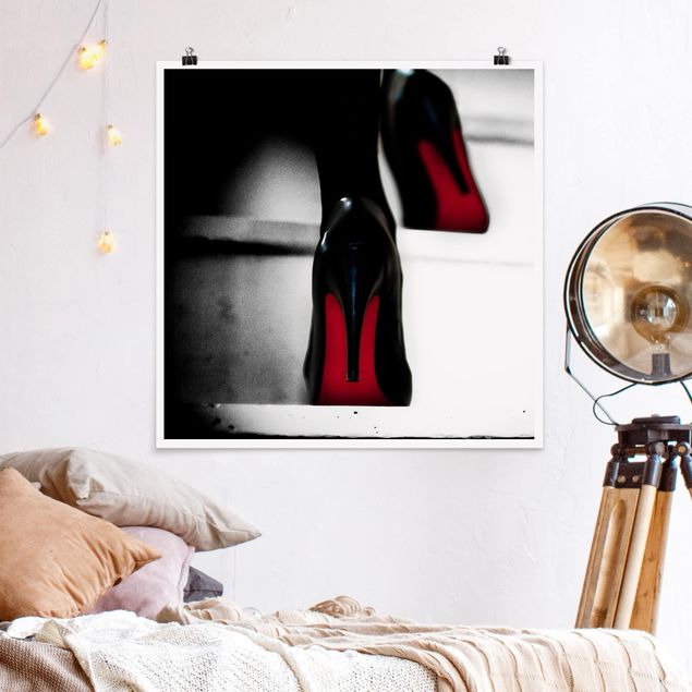 Poster schwarz-weiß High Heels in Rot
