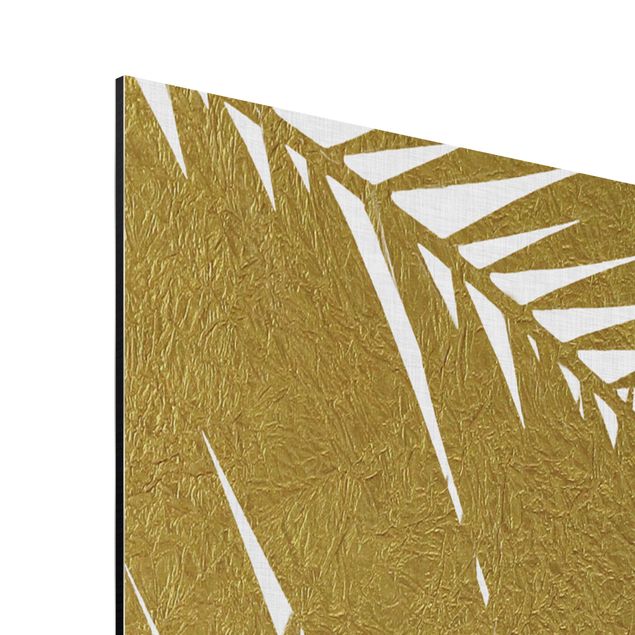 Wandbilder Kunstdrucke Blick durch goldene Palmenblätter