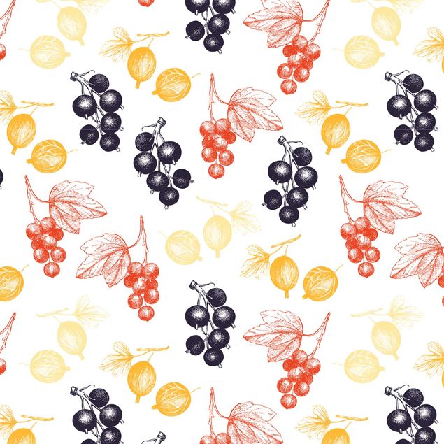 Klebefolie - Handgezeichnetes Beerenfrüchte Muster für Küche
