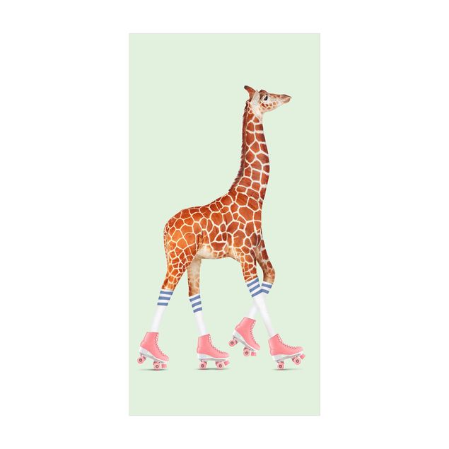 Läufer Giraffe mit Rollschuhen