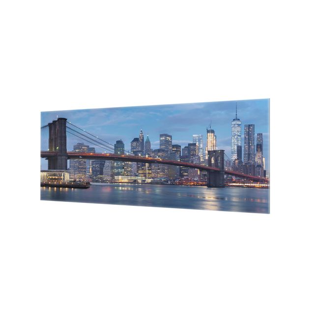 Spritzschutz Glas - Brooklyn Bridge Manhattan New York - Panorama - 5:2