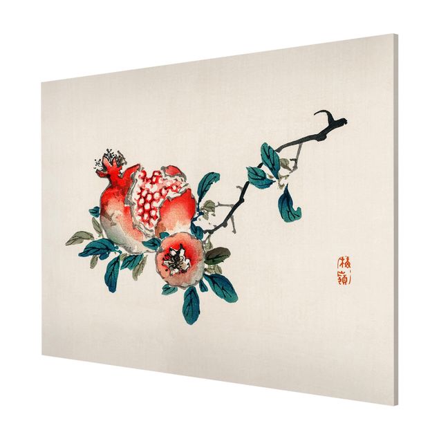 Magnettafeln Blumen Asiatische Vintage Zeichnung Granatapfel
