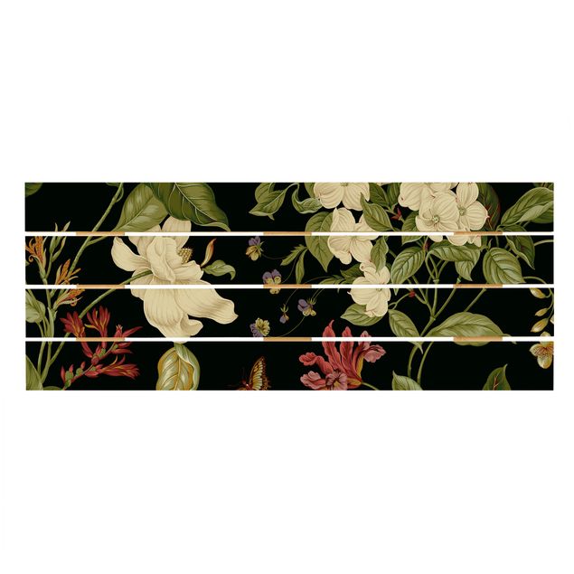 Wandbilder Gartenblumen auf Schwarz II