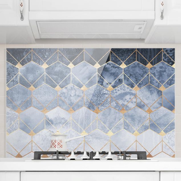 Küche Dekoration Blaue Geometrie goldenes Art Deco