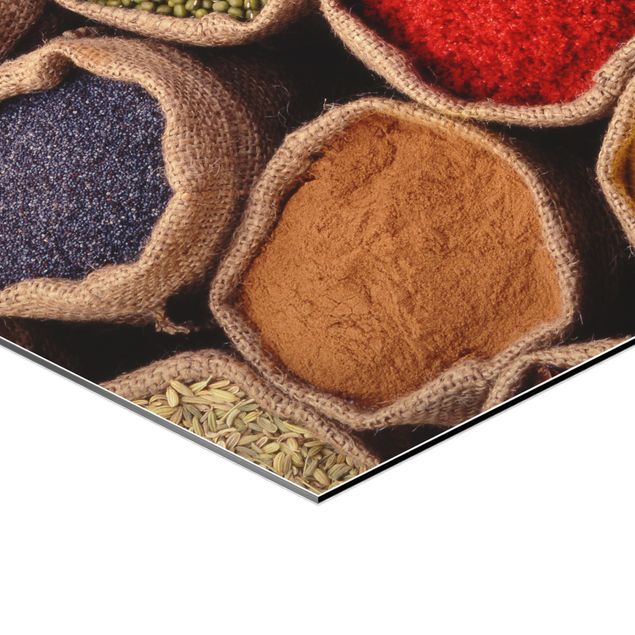 Hexagon Bild Alu-Dibond - Colourful Spices