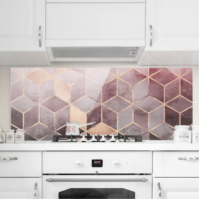Küche Dekoration Rosa Grau goldene Geometrie