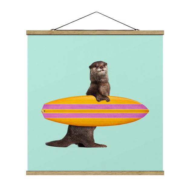 Wandbilder Sport Otter mit Surfbrett
