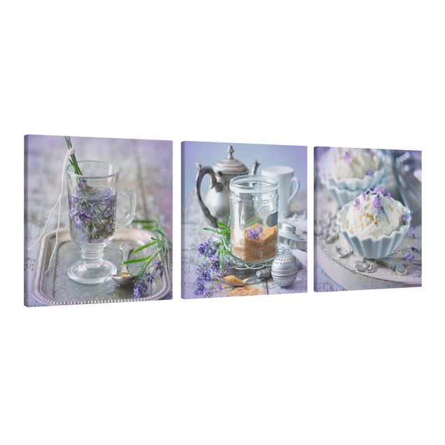 Wandbilder Floral Lavendel Set Vintage