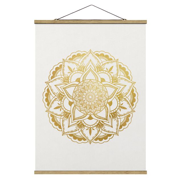 Wandbilder Spirituell Mandala Illustration Ornament weiß gold