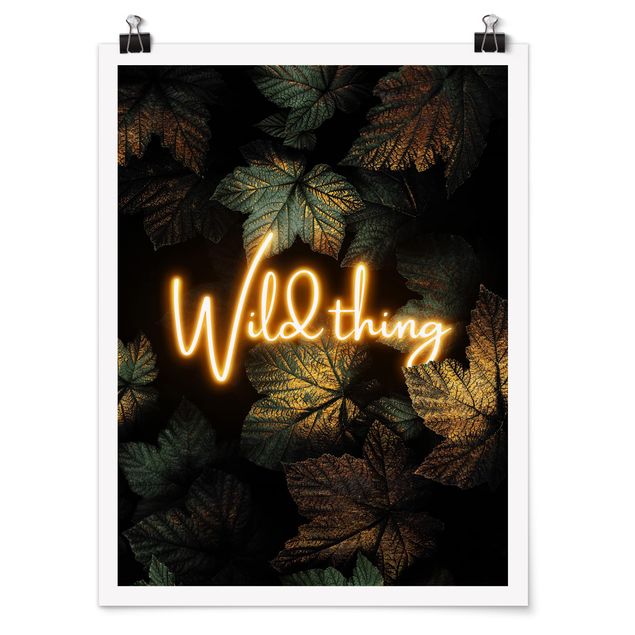 Poster abstrakt Wild Thing goldene Blätter