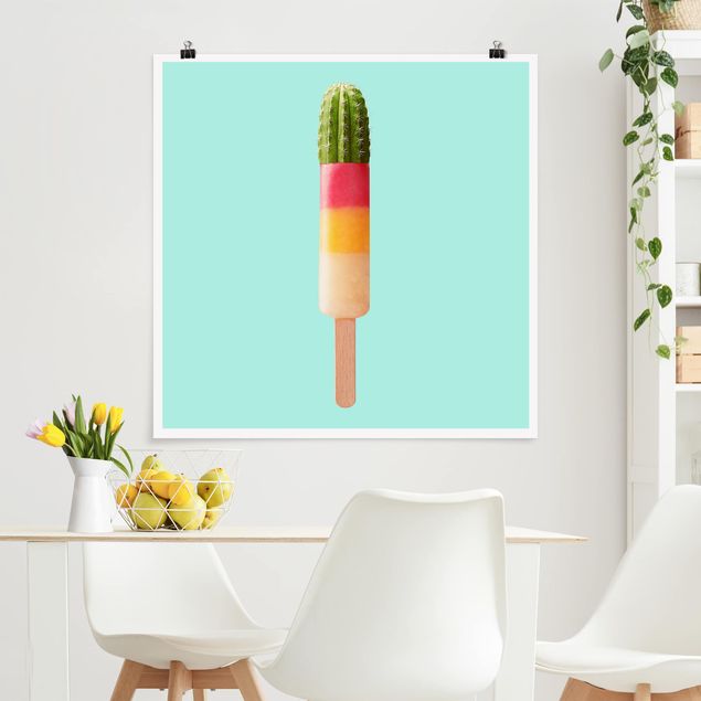 Poster Kunstdruck Eis mit Kaktus