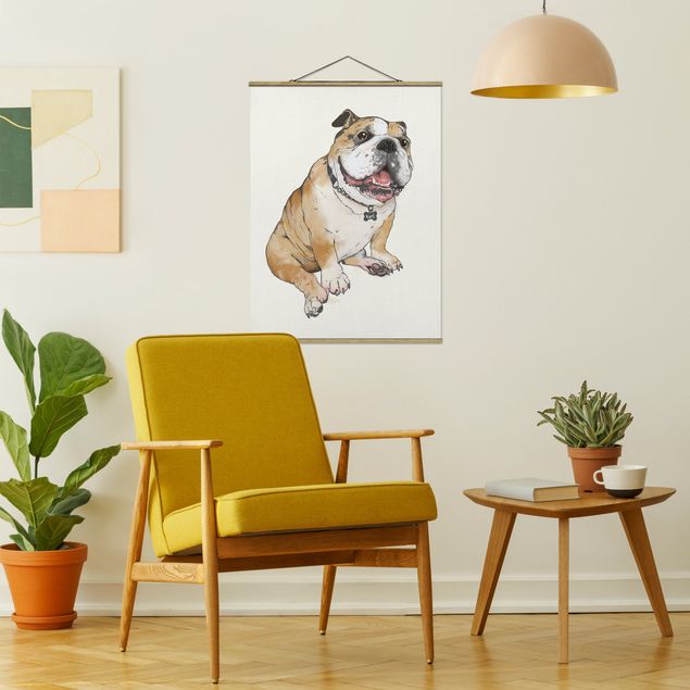 Wandbilder Kunstdrucke Illustration Hund Bulldogge Malerei