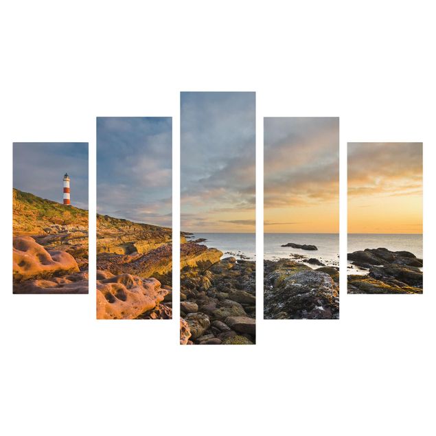 Wandbilder Landschaften Tarbat Ness Meer & Leuchtturm bei Sonnenuntergang