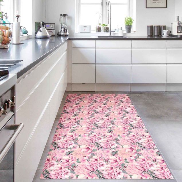 Küche Dekoration Rosa Blütentraum Pastell Rosen in Aquarell
