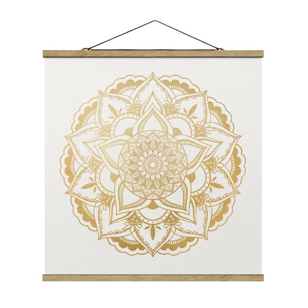 Wandbilder Spirituell Mandala Blume gold weiß