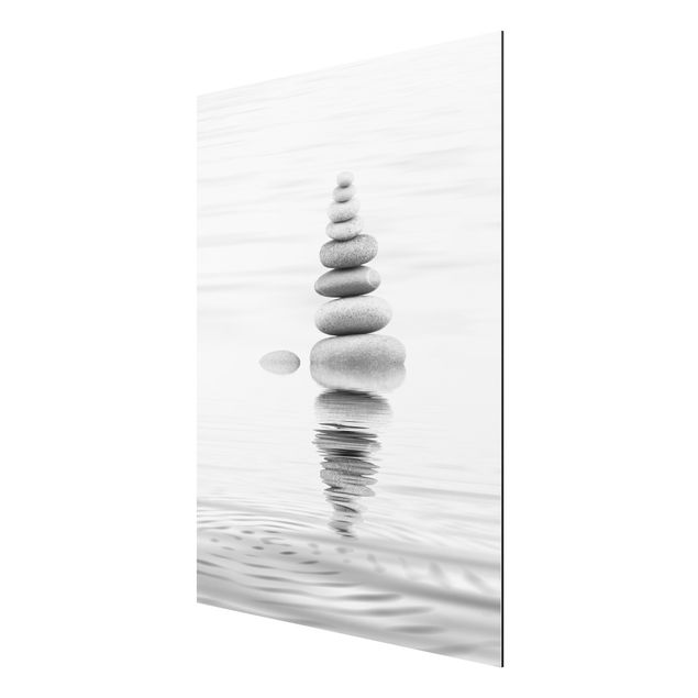 Wandbilder Modern Steinturm im Wasser Schwarz-Weiß
