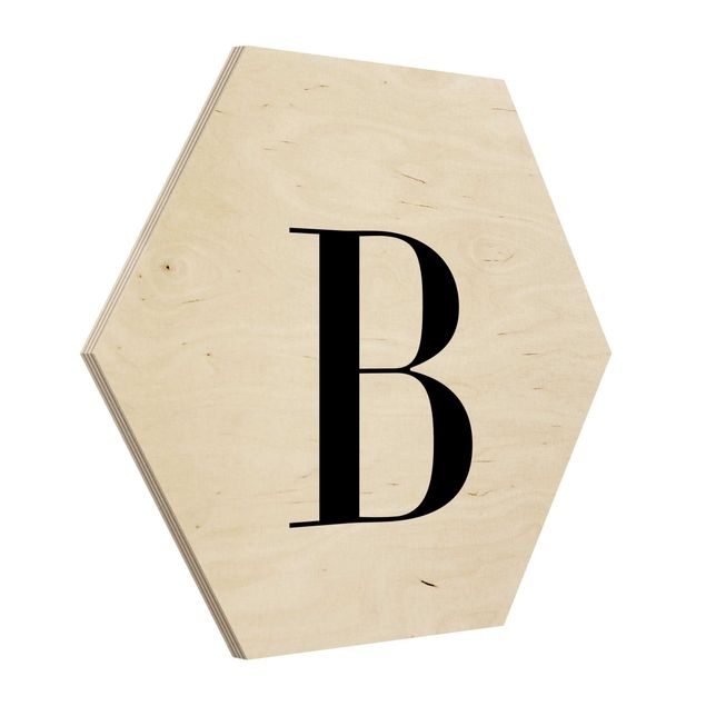 Bilder auf Holz Buchstabe Serif Weiß B