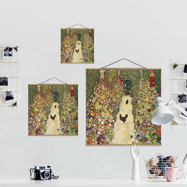 Wandbilder Kunstdrucke Gustav Klimt - Gartenweg mit Hühnern