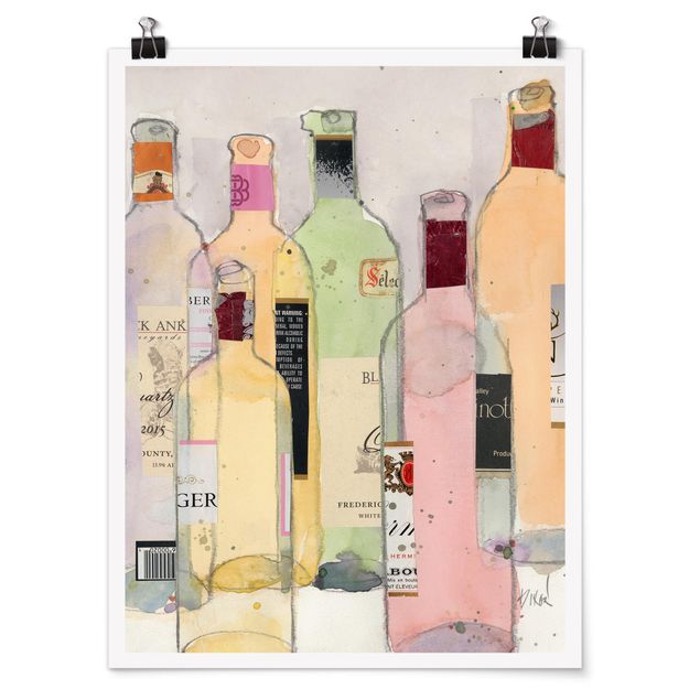Poster bestellen Weinflaschen in Wasserfarbe I