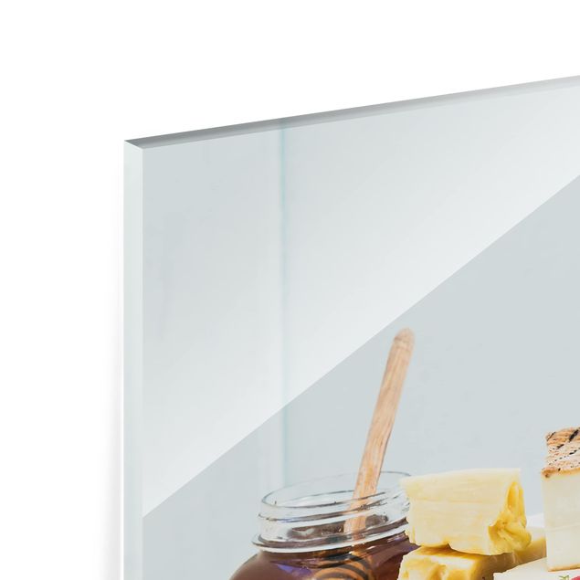 Glas Spritzschutz - Käse und Wein - Querformat - 4:3
