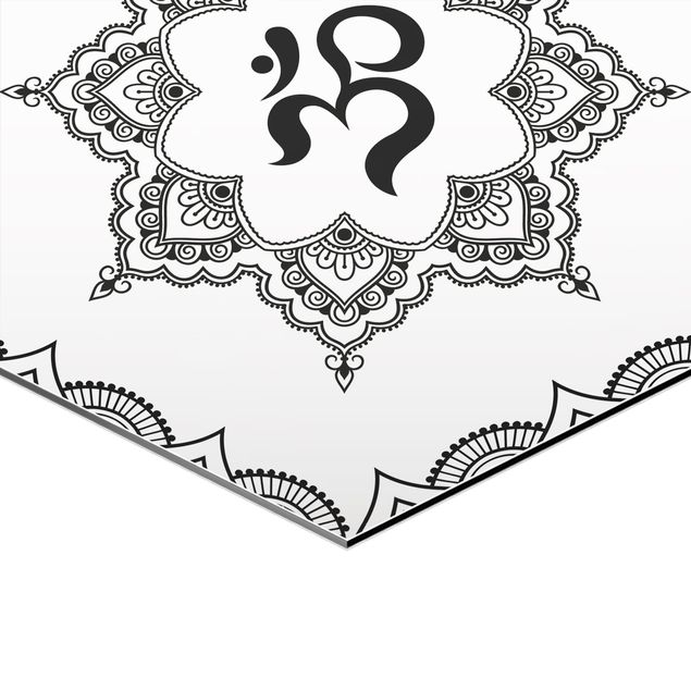 Bilder Hexagon Hamsa Hand Lotus OM Illustration Set Schwarz Weiß