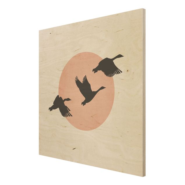 Kubistika Bilder Vögel vor rosa Sonne III