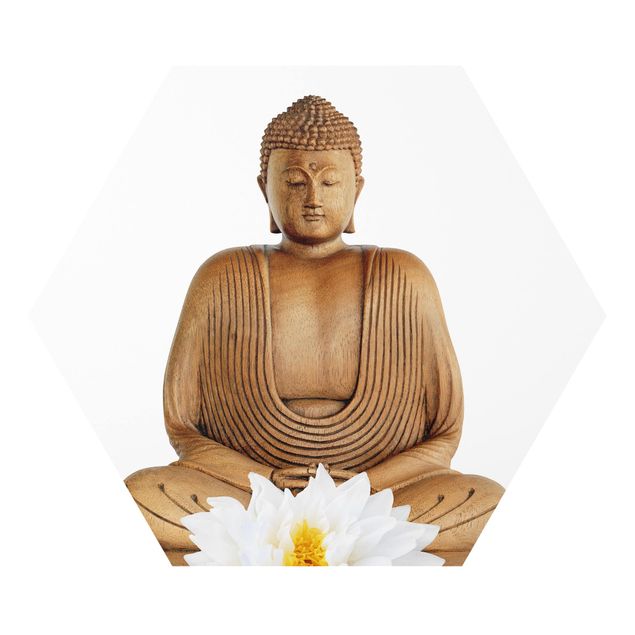 Bilder auf Hartschaumplatte Lotus Holz Buddha