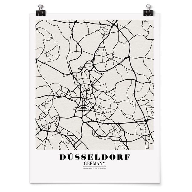 Poster mit Sprüchen Stadtplan Düsseldorf - Klassik