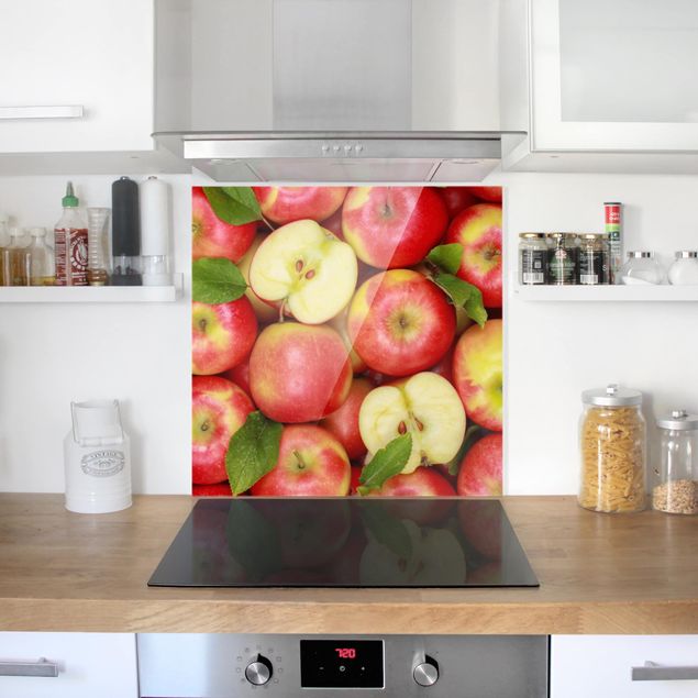 Spritzschutz Küche Glas Saftige Äpfel