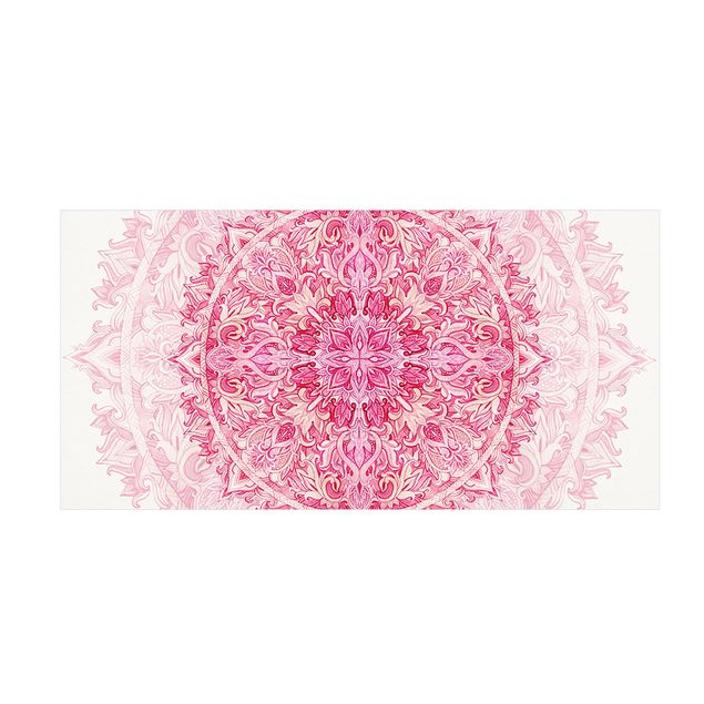 Teppich modern Mandala Aquarell Ornament pink