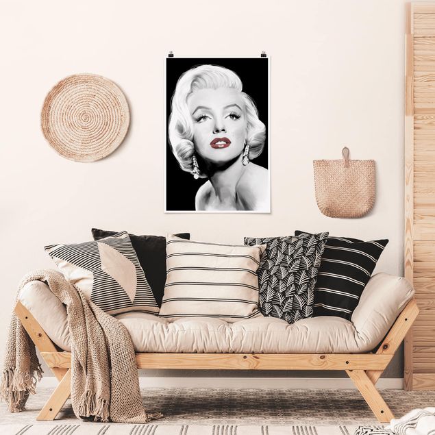 Poster schwarz-weiß Marilyn mit Ohrschmuck