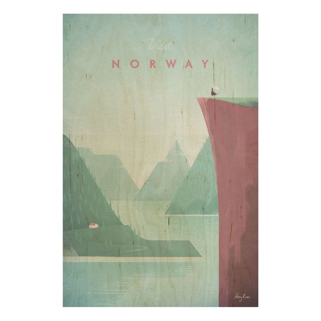 Holzbild Natur Reiseposter - Norwegen