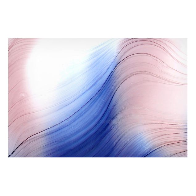 Wandbilder Kunstdrucke Melierter Farbtanz Blau mit Rosa