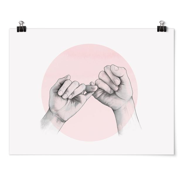 Wandbilder Liebe Illustration Hände Freundschaft Kreis Rosa Weiß