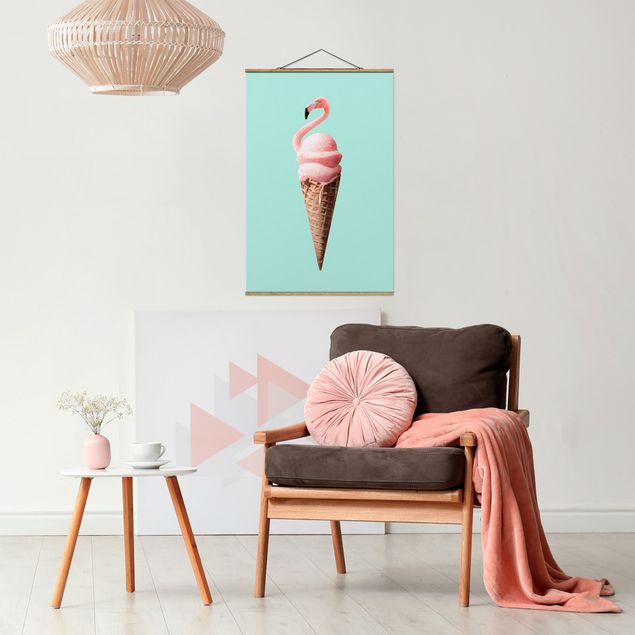 Wandbilder Modern Eis mit Flamingo