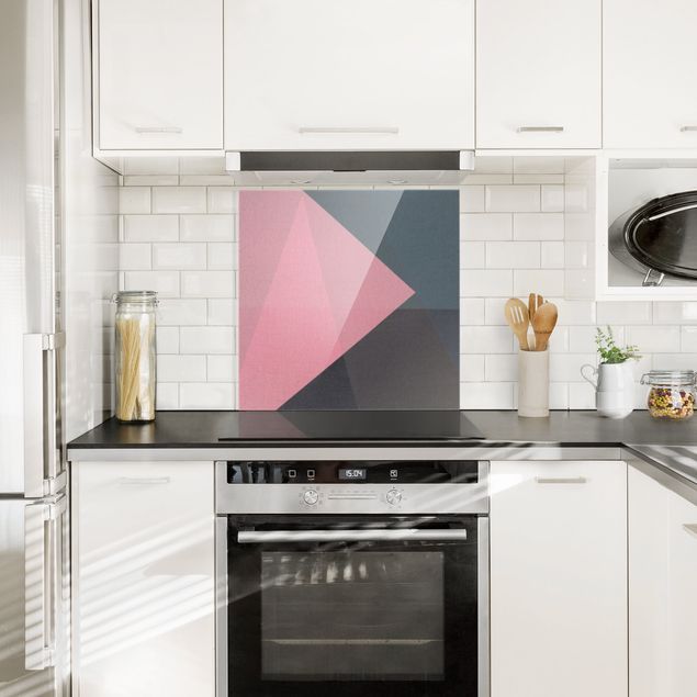 Spritzschutz Küche Glas Rosa Transparenz Geometrie