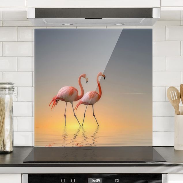 Wanddeko Küche Flamingo Love